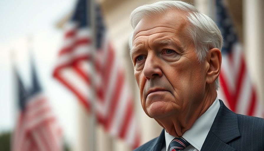 Serious older man outdoors with American flags, related to Trump Twitter Ban
