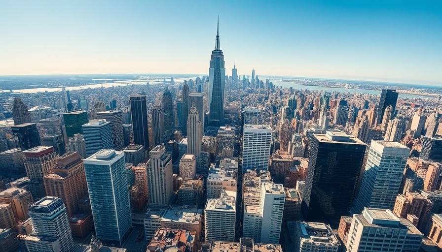 Aerial view of skyscrapers in a vibrant city related to sanctuary cities lawsuit.