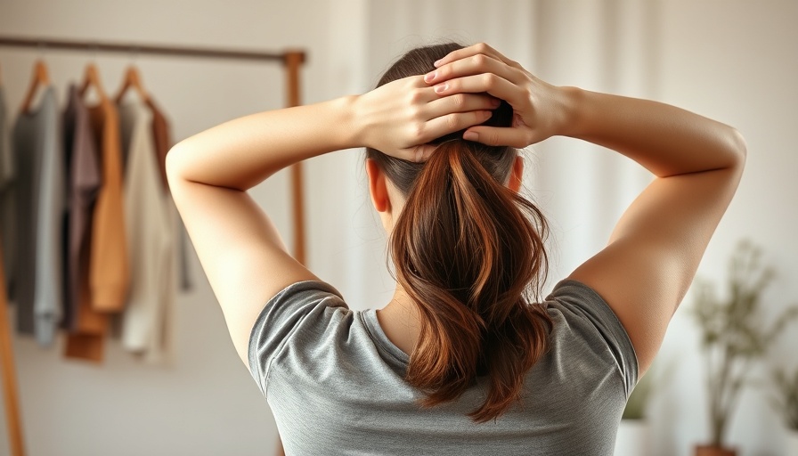 Young woman preparing for morning stretches indoors, soft light.