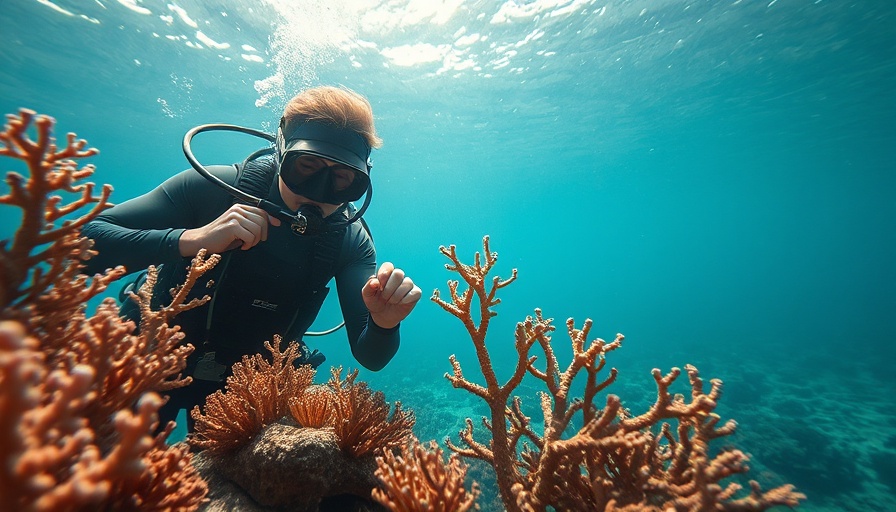 Divers working on coral reef restoration underwater.