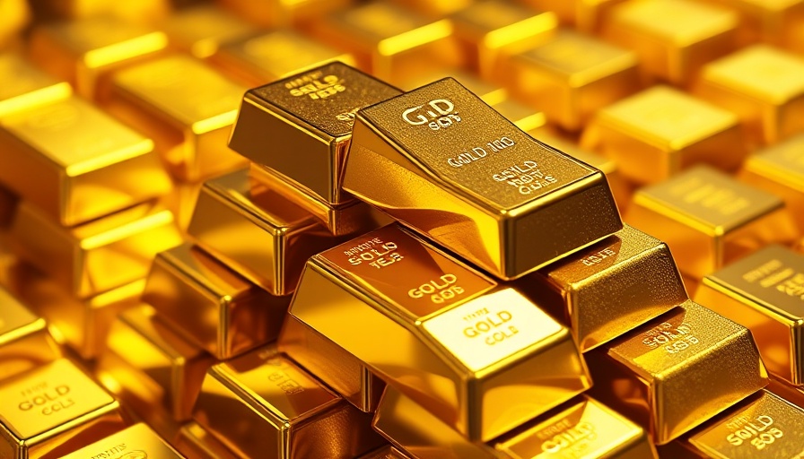 Stacked shiny gold bars representing the gold market.