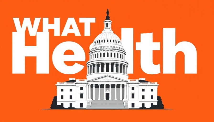 Illustration of Capitol with 'What the Health?' text on orange for health news