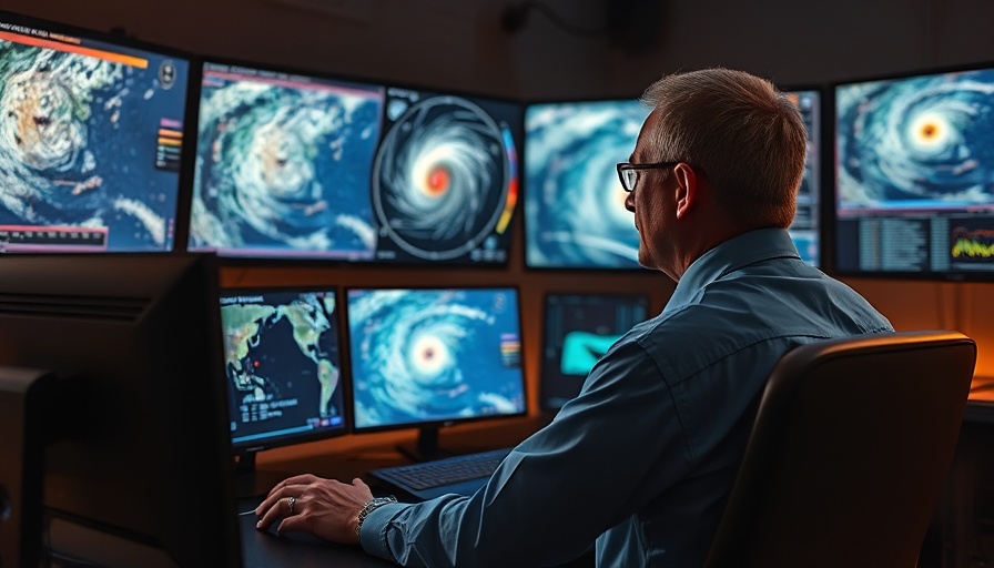 NOAA scientist analyzing hurricane maps on screens, NOAA Restrictions on Scientists.