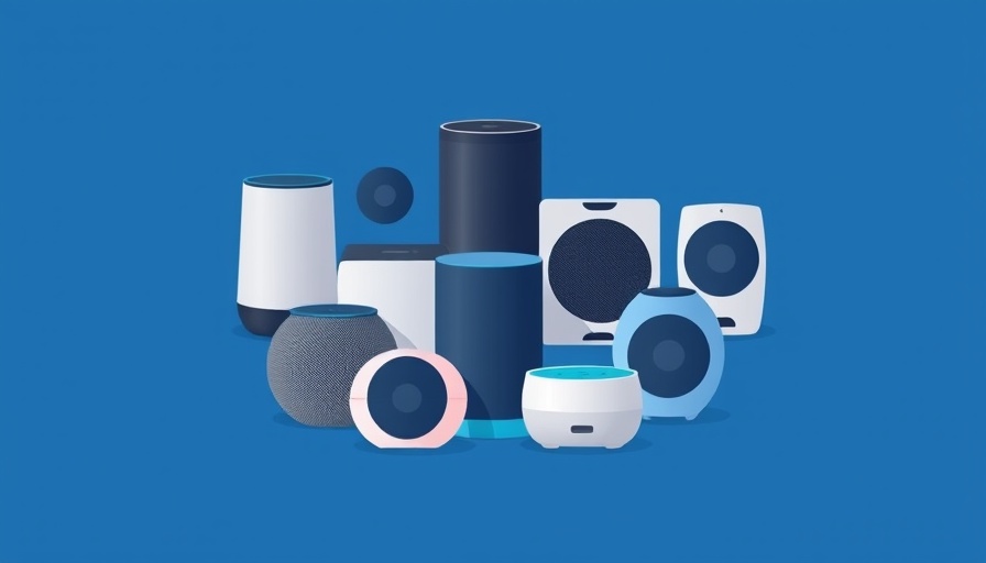Stylized smart speaker devices representing AI Alexa and AI Siri delays.