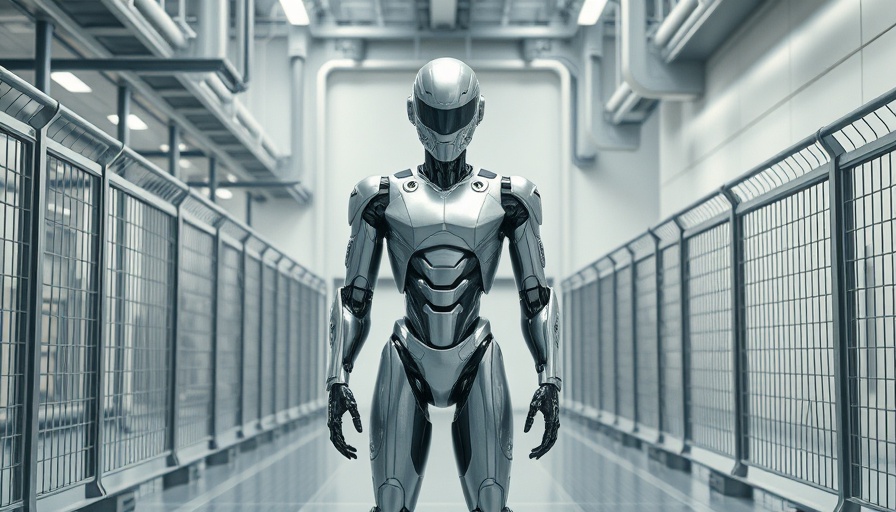 Futuristic humanoid robot in an industrial setting, symbolizing humanoid robotics investment.