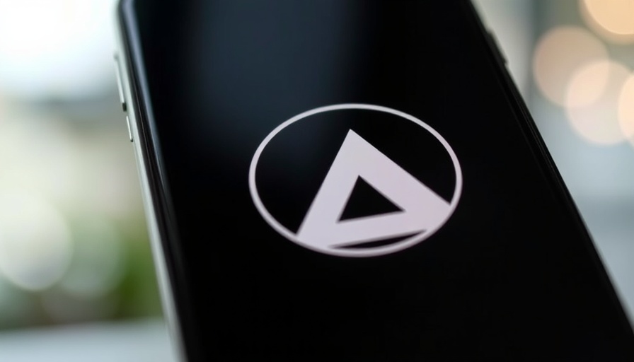 Abstract logo on smartphone screen with blurred background.