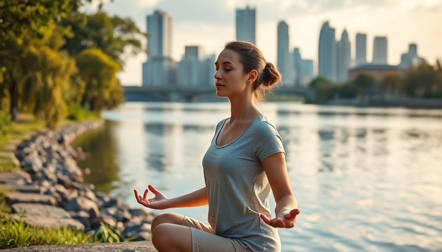 Tranquil meditation by the river, memory and emotional regulation through mindfulness.
