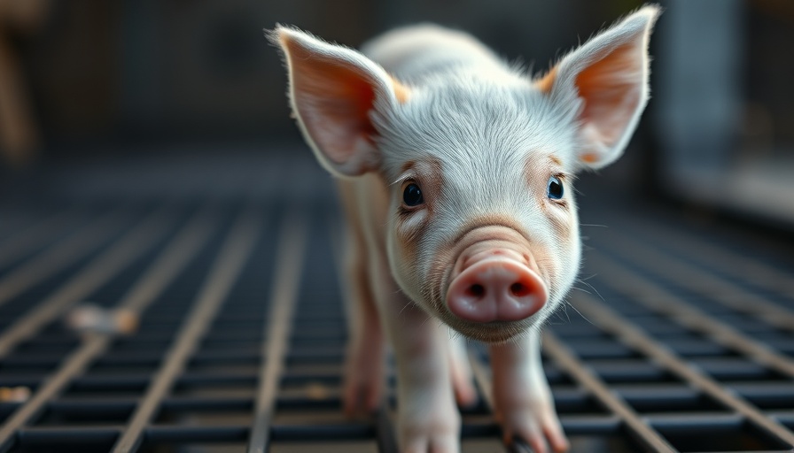 Curious piglet looking directly at camera, AI to Interpret Animal Emotions.