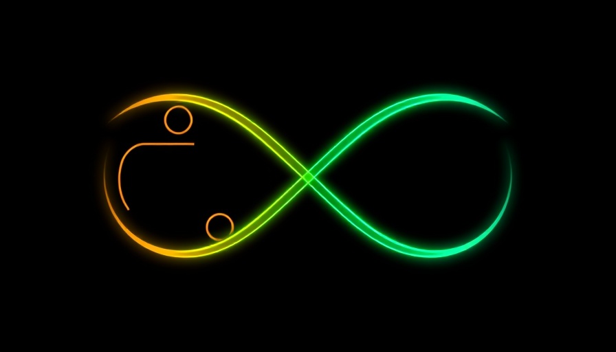 Infographic of Python vs R symbols in infinity loop for data science.