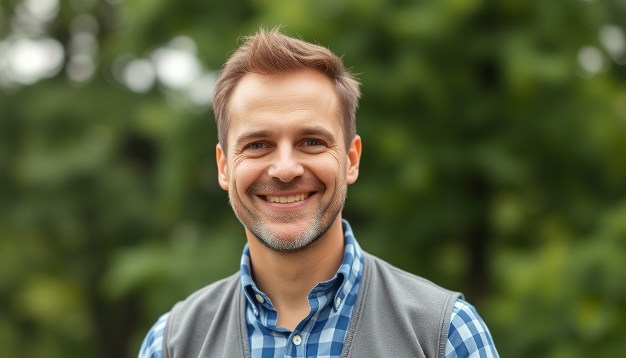 Smiling man outdoors, Nextdoor transformation with AI