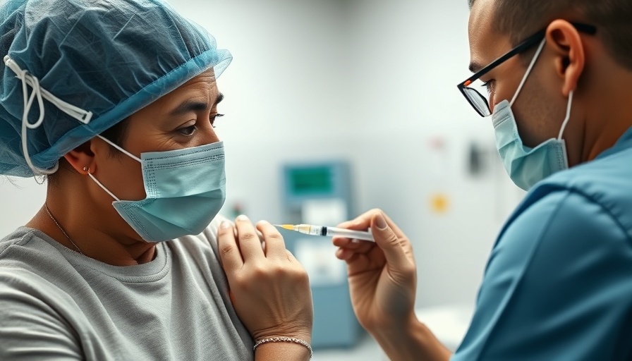 Healthcare worker giving vaccine to a patient in a clinic.