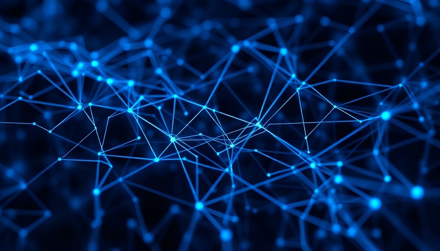AI-enabled DICOM data migration visual with digital lines converging.