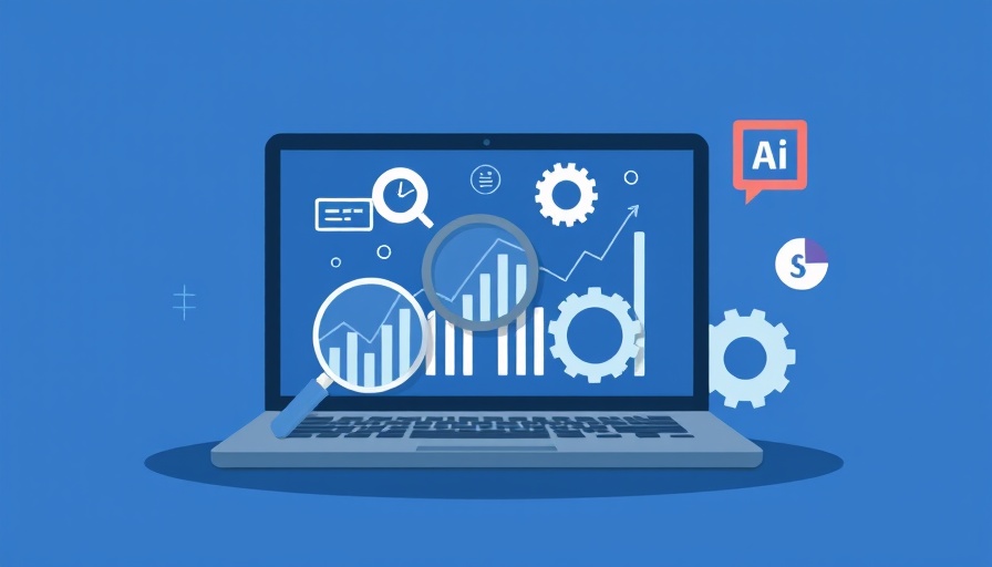 Stylized laptop with data symbols representing advanced features of modern data reporting tools.