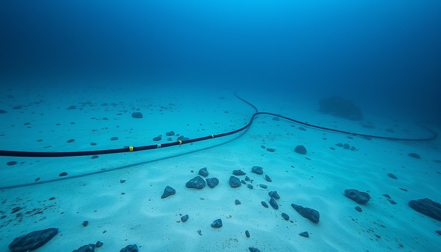 Underwater view of Meta undersea cable project with ocean floor.
