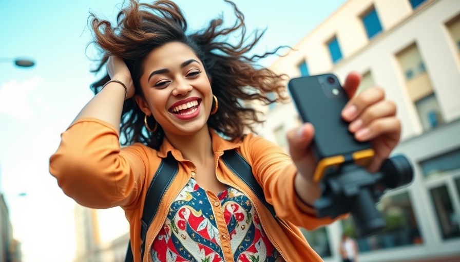 Young woman recording video outdoors for For You Feeds Not for Creators
