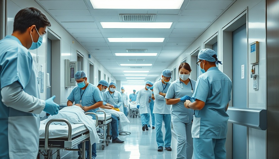 Healthcare staff in a crowded hospital hallway, representing hospital overcrowding crisis.