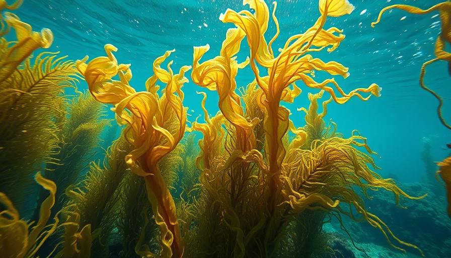 Vibrant underwater kelp forest, highlighting gut health benefits of seaweed
