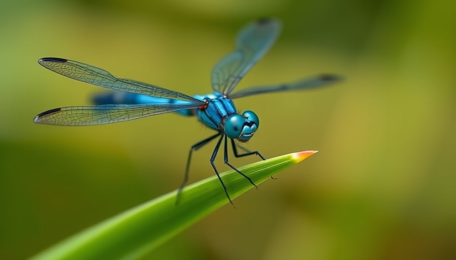 Macro close-up of dragonfly on grass, showcasing biodiversity.