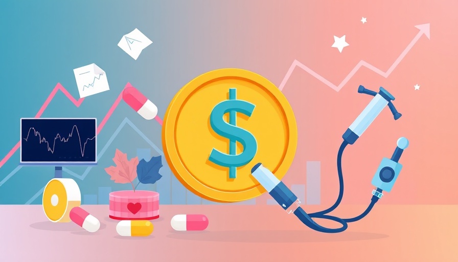 Illustration of financial losses with medical symbols and fluctuating graphs.