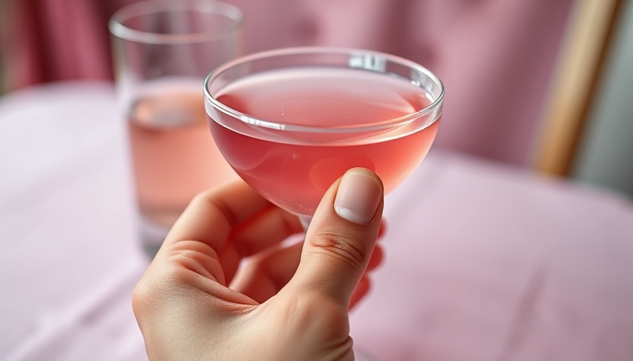 Hand holding a pink cocktail glass, illustrating impact of alcohol on sleep.