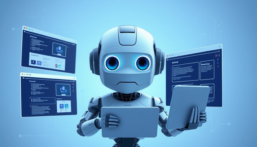 Futuristic robotic agent browsing web pages, representing browser-use agents.