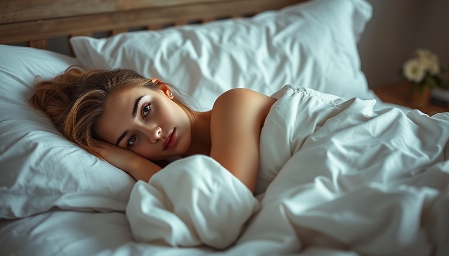 Young woman in bed thinking about how skin affects sleep.