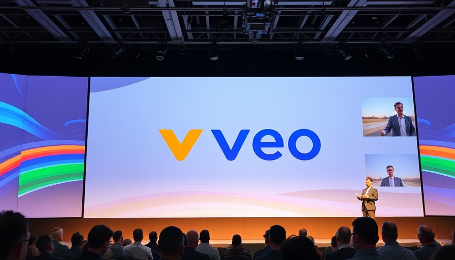 Veo 2 video generation model presentation at a tech conference.