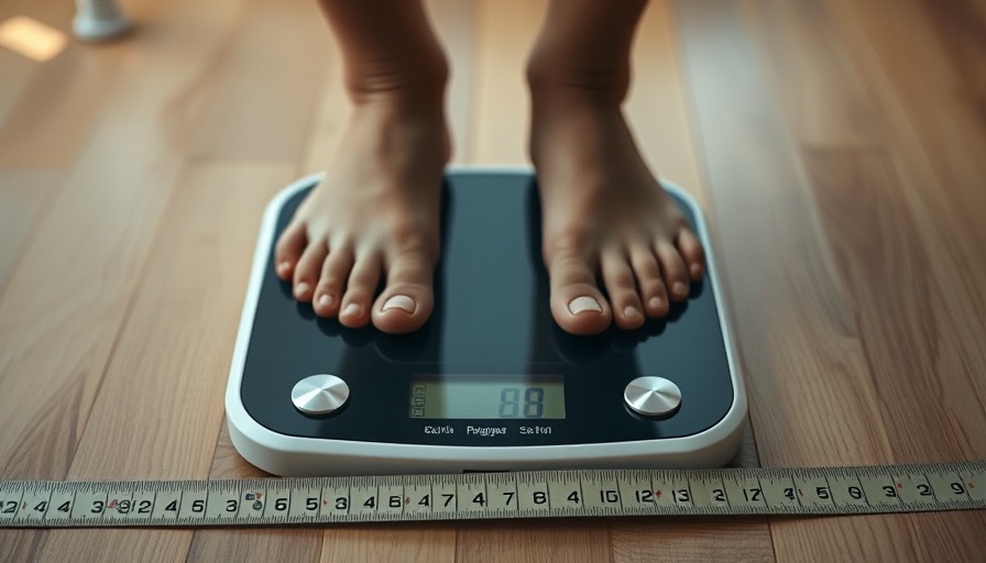 Feet on scale with measuring tape representing targeted fat loss.