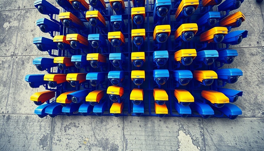 Abstract wall with colorful surveillance cameras symbolizing Y Combinator AI surveillance controversy.