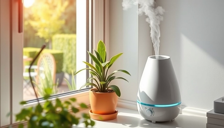 Air humidifier by window managing humidity levels in your home.