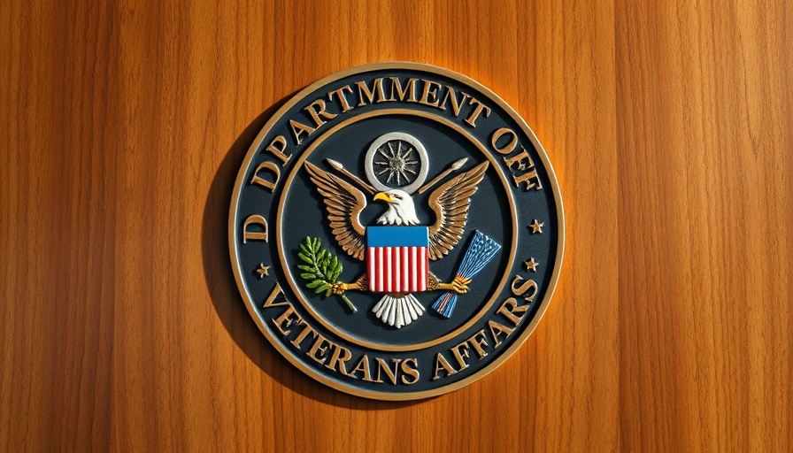Department of Veterans Affairs seal on polished wood panel.