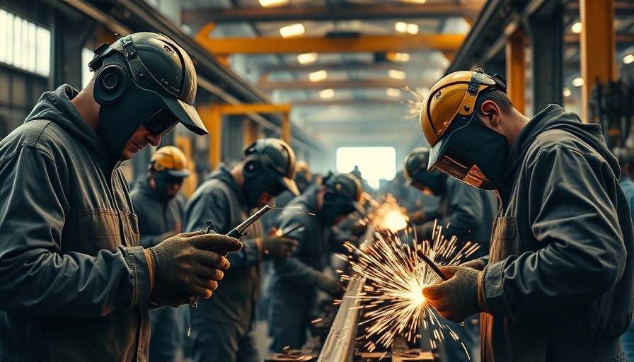 Industrial workers welding, illustrating EU Clean Industrial Deal.