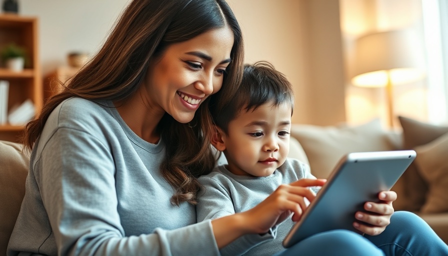 Mother and child using Teladoc on tablet, financial struggles context.