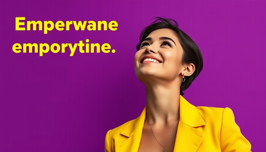 Confident woman in yellow blazer, Empowering Health Plans for Success in 2025 backdrop.