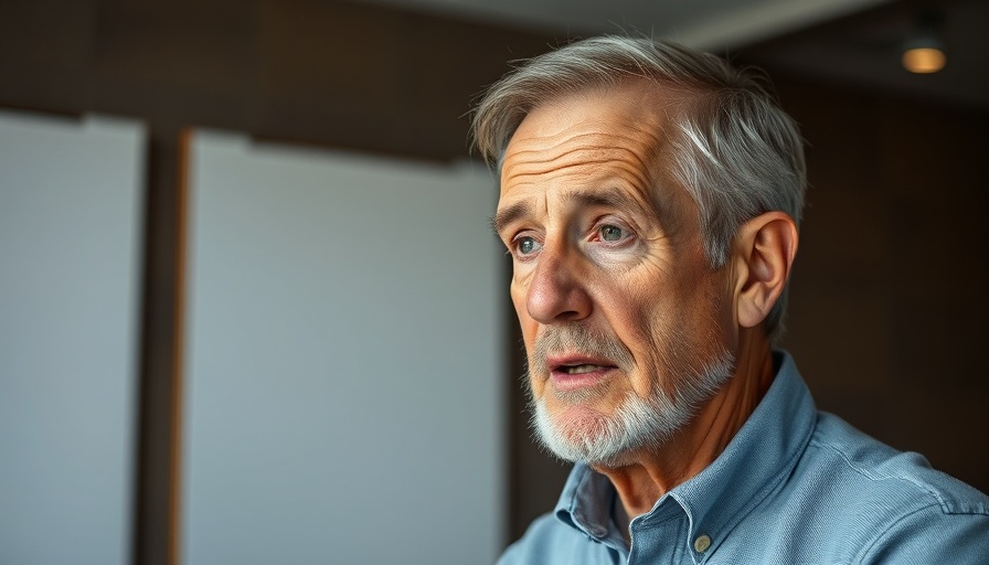 Serious older man discussing COVID-19 vaccine contract.