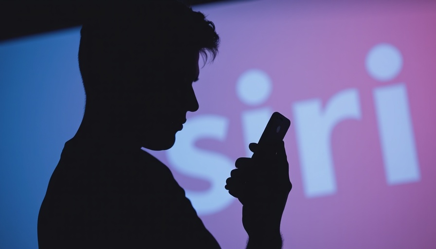 Silhouette using smartphone with Siri logo behind, symbolizing Apple Siri modernized release.