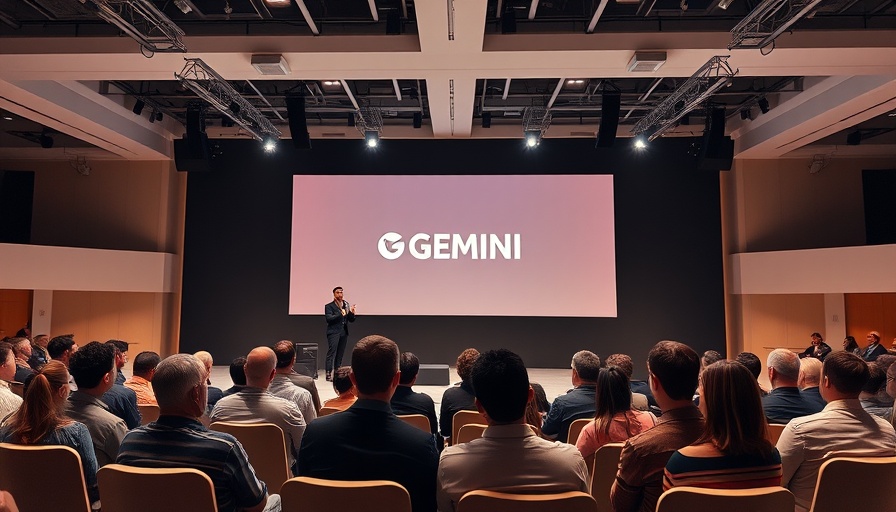 Google Gemini presentation at conference stage.