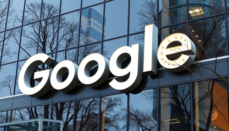 Google office building with illuminated logo and glass panels.