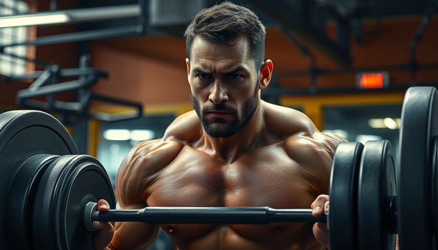 Muscular man performing a deadlift in a gym, intense focus.