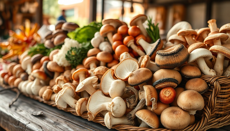 A variety of healthiest mushrooms displayed at a market stall.