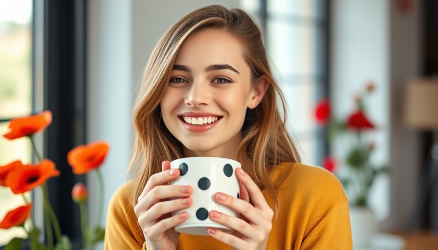 Young woman enjoying morning with a mug, highlighting collagen supplementation in your 20s.