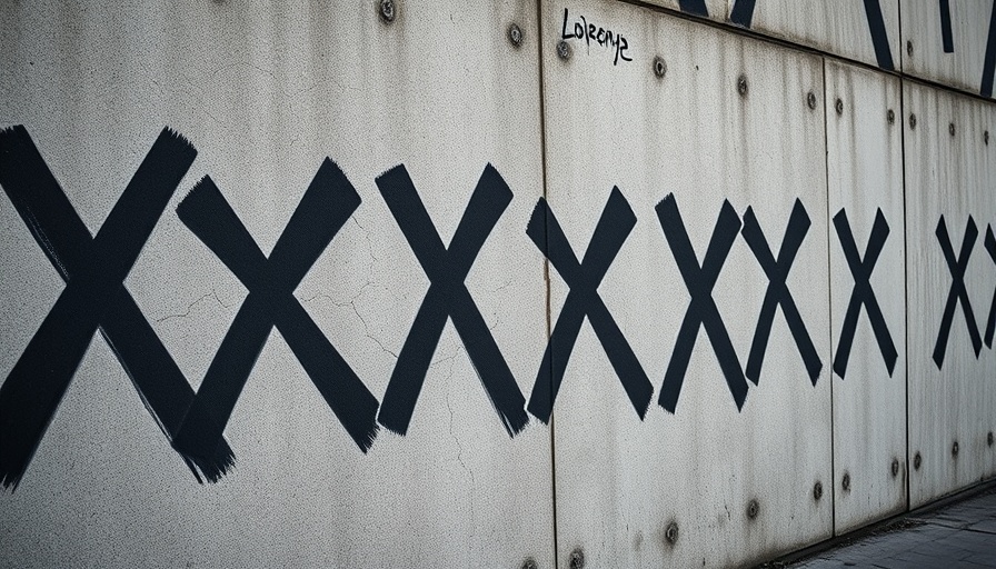 X updates Communities: Repeating X patterns on concrete wall, graffiti style.