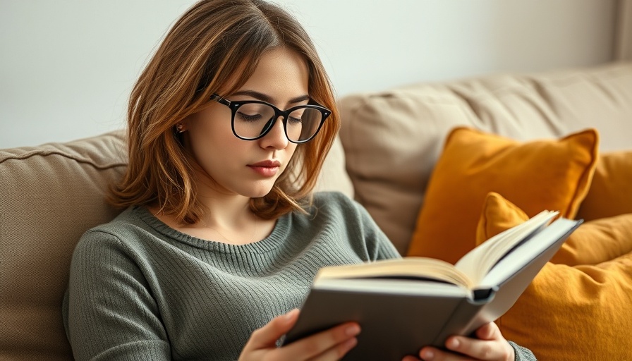 Young woman reading on a sofa, representing nerdiest zodiac signs, in warm lighting.