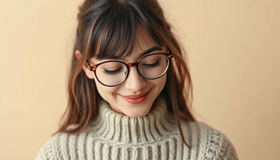 Smiling young woman with glasses, showcasing an awkward zodiac signs theme.