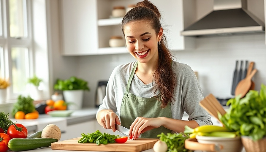 Woman preparing vegetables to decrease bowel cancer risk.