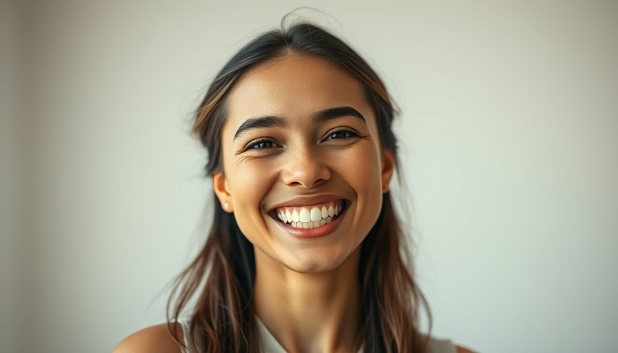 Radiant young woman smiling, showcasing vibrant skin.