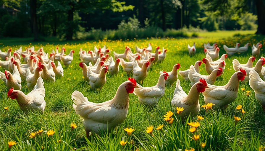 Chickens in a meadow, related to USDA bird flu vaccines rejection.