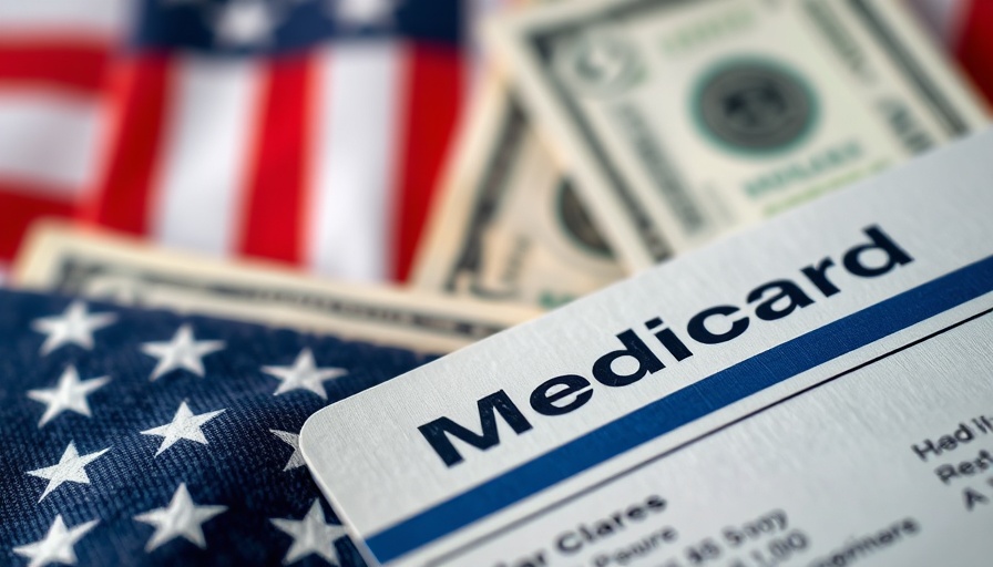 Medicaid Insurance card, US flag, and cash highlighting budget concerns
