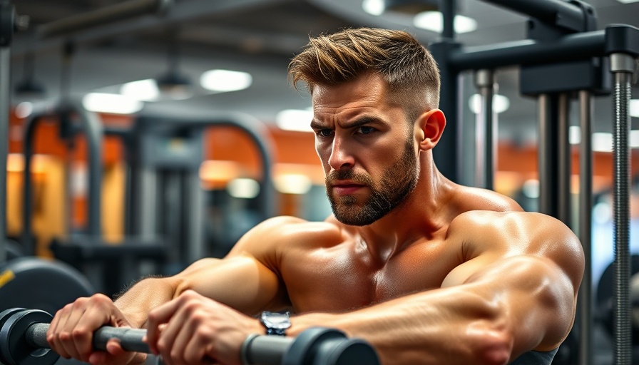Focused man exercising to maintain muscle and strength in gym.