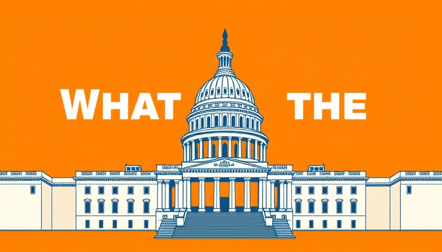 Illustration questioning health policy with Capitol and orange background.